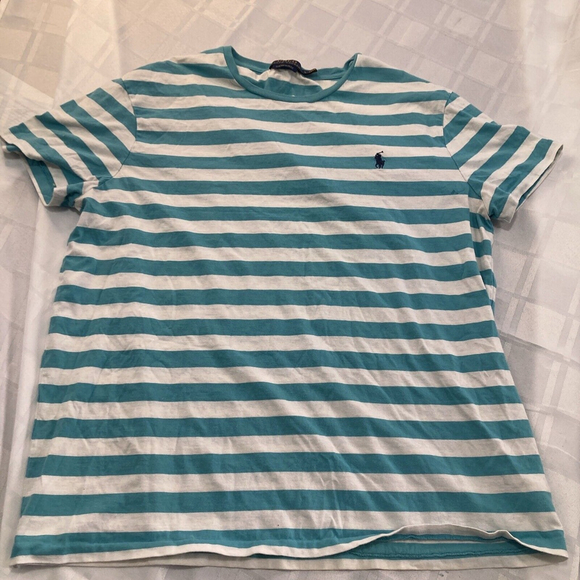Polo Youth Ralph Lauren Stripped T-shirt Size Large Tees Short Sleeve Slim Fit - Picture 1 of 10